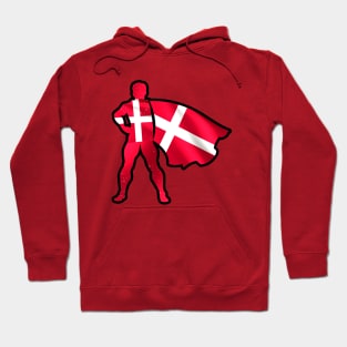 Denmark Hero Wearing Cape of Danish Flag Hope and Peace Unite in Denmark Hoodie